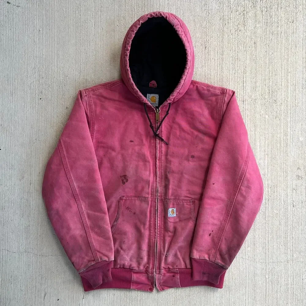 Carhartt WOMENS WJ130 pink hooded work wear jacket